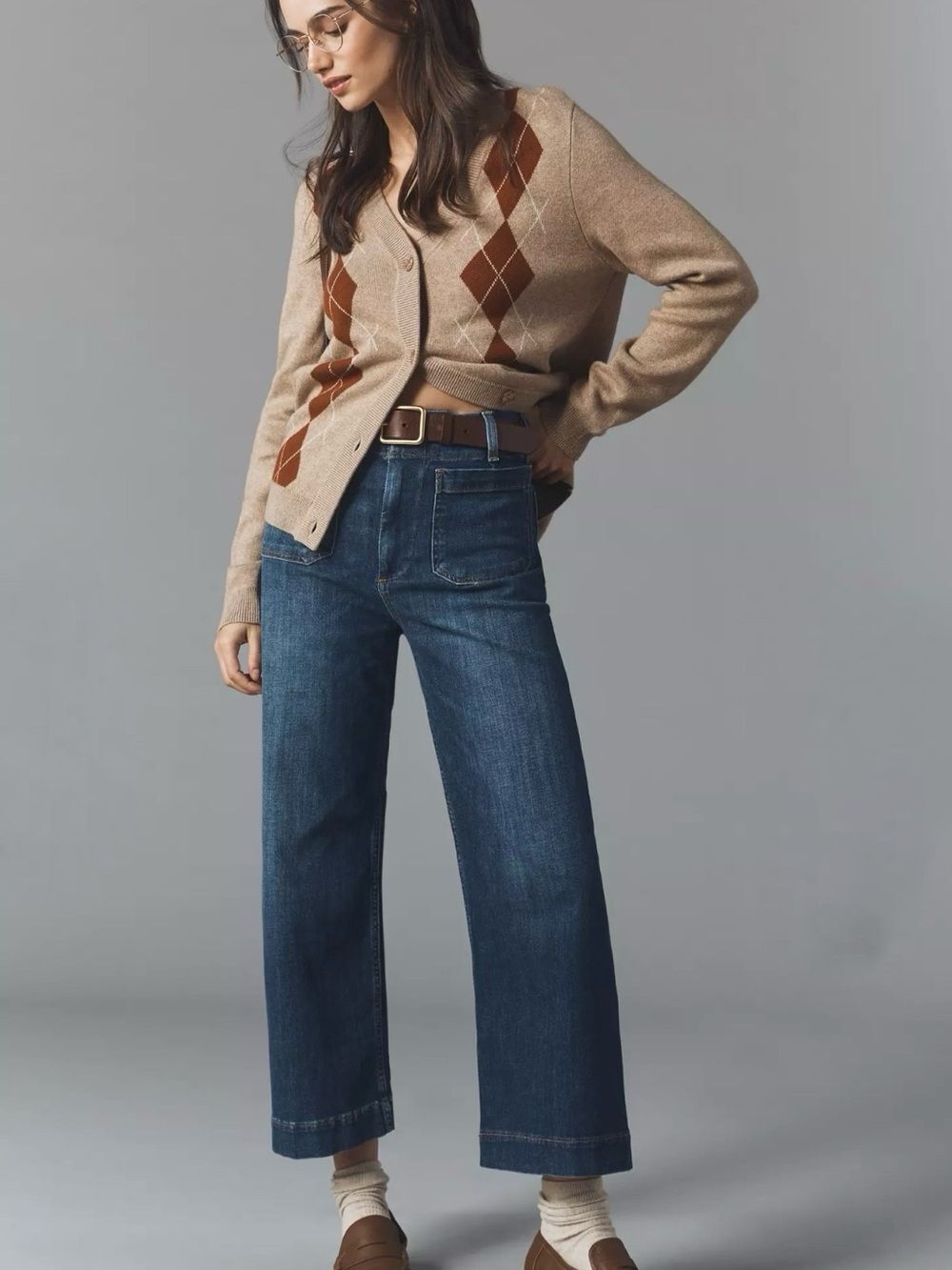 Anthropologie Maeve The Colette High Rise Wide Leg Crop Jeans 27P Dark Wash
